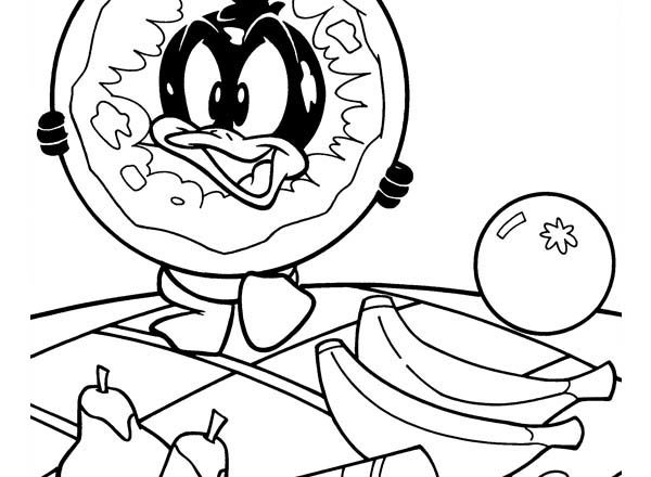 Baby Duffy Duck e la pizza disegni da colorare gratis