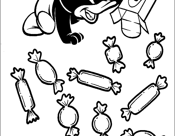 Baby Duffy Duck e le caramelle disegni da colorare gratis