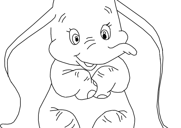 Baby Dumbo elefantino da colorare gratis