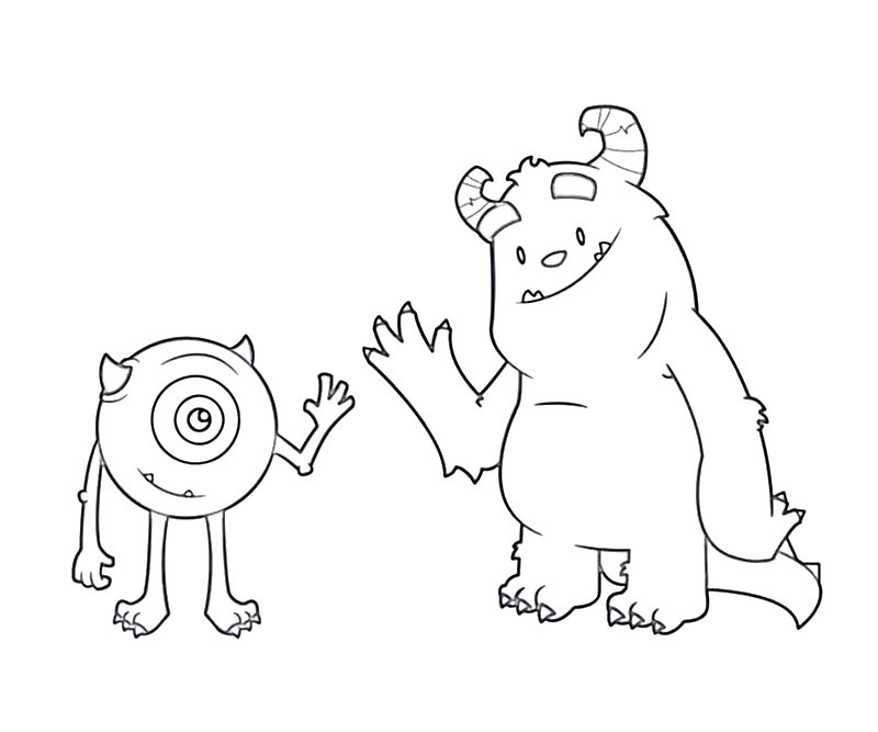Baby Mike e baby Sulley personaggi Monsters University da colorare gratis