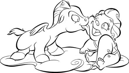Baby Pegaso e Hercules disegni da colorare gratis