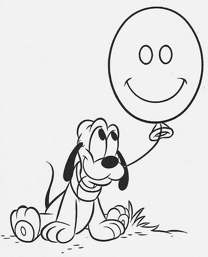Baby Pluto con un palloncino disegno da colorare gratis
