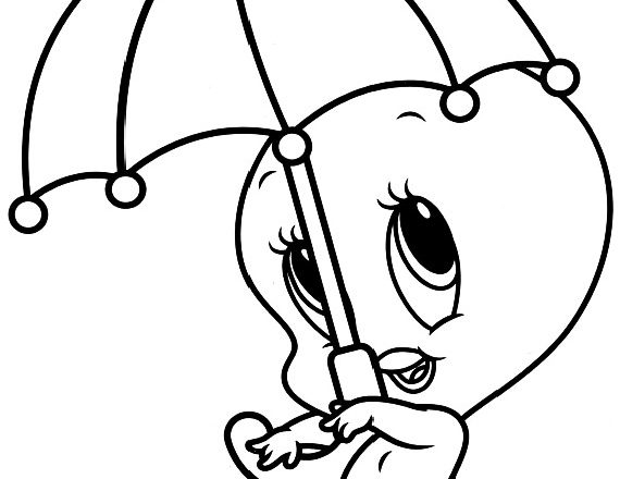 Baby Titti con ombrellino disegno da colorare gratis