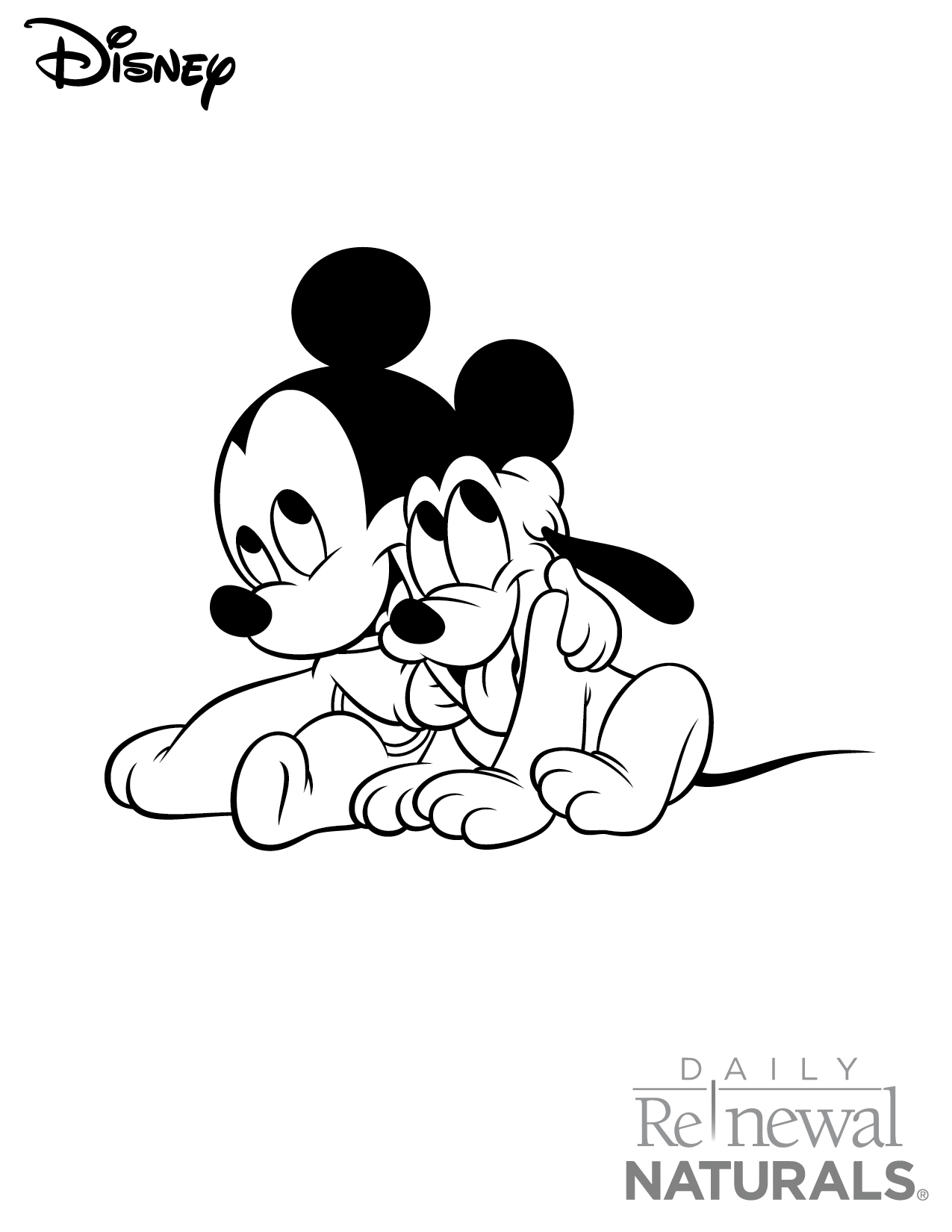 Baby Topolino e Pluto disegni da colorare gratis