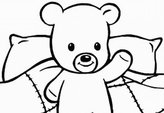 Baby orsetto sul letto disegni da colorare