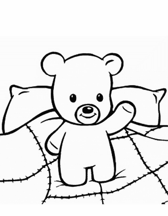 Baby orsetto sul letto disegni da colorare