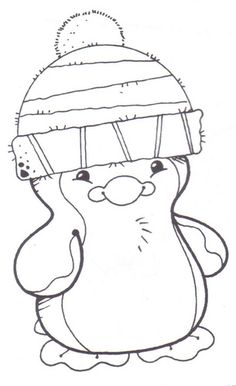 Baby pinguino con cappello di lana disegno gratis