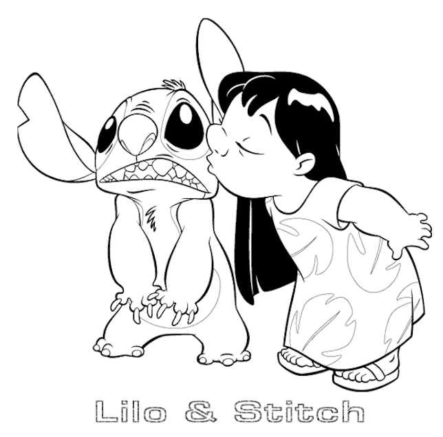 Bacio Lilo and Stitch disegni da colorare