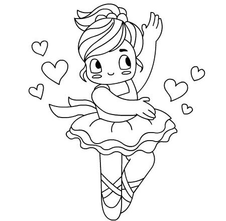 Ballerina con cuoricini disegno da colorare gratis