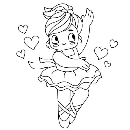 Ballerina con cuoricini disegno da colorare gratis