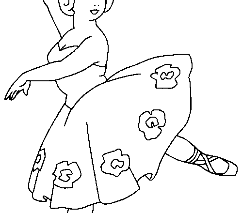 Ballerina vestito a fiori disegno da colorare gratis