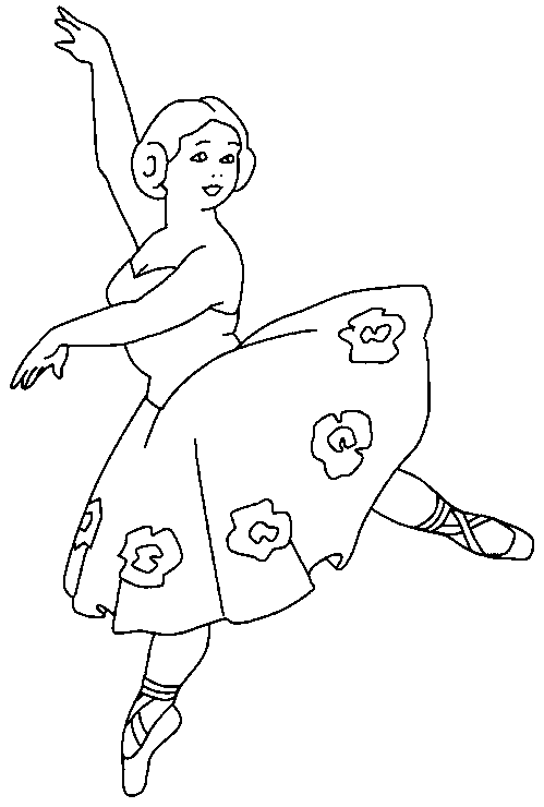 Ballerina vestito a fiori disegno da colorare gratis