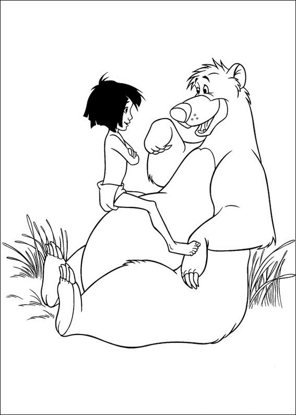 Baloo con Mowgli da colorare