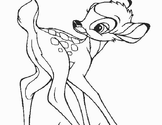 Bambi ed una farfalla disegno da colorare gratis