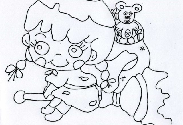 Bambina Befana sulla scopa disegni da colorare