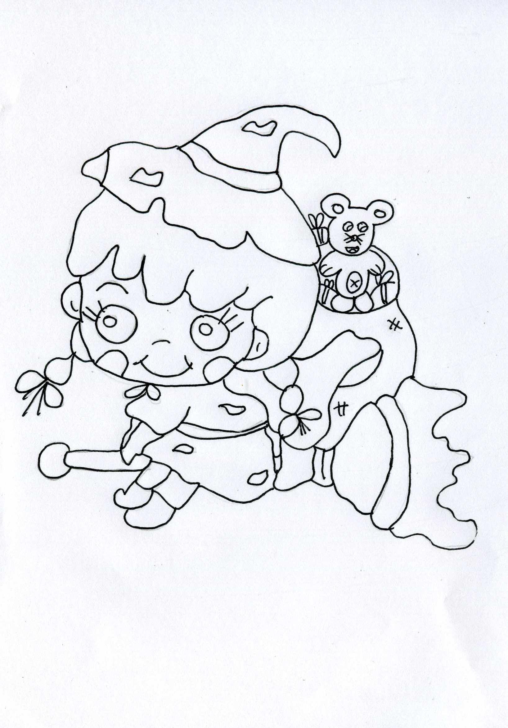 Bambina Befana sulla scopa disegni da colorare