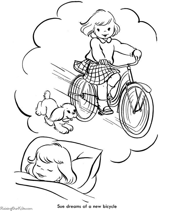 Bambina che sogna la sua nuova bicicletta per Natale