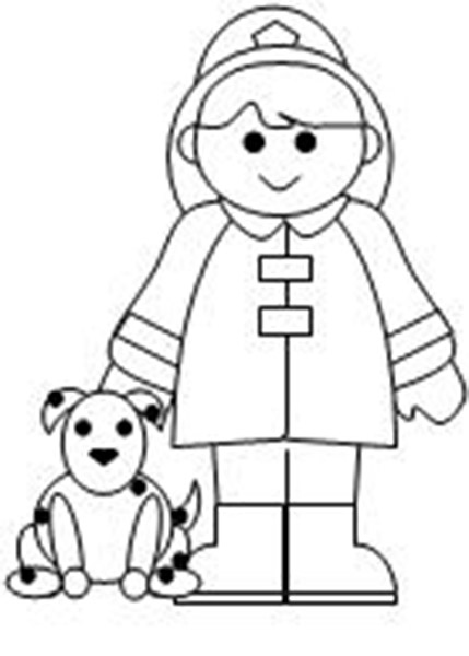 Bambina e cane pompieri disegni da colorare gratis