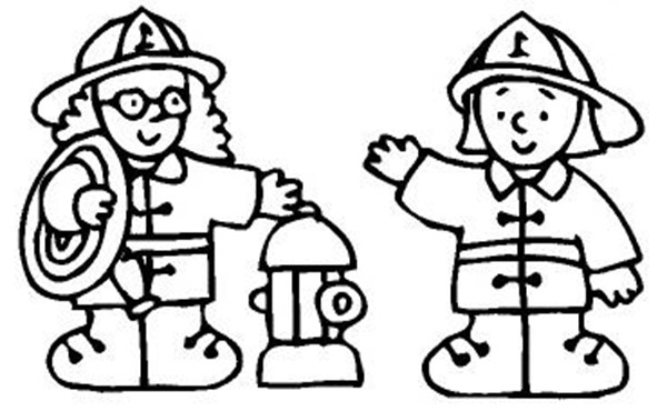 Bambini pompieri disegni da colorare