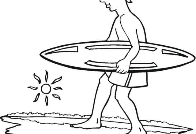 Bambino che fa surf al mare disegni da stampare gratis