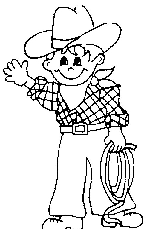 Bambino cowboy che saluta disegni da colorare