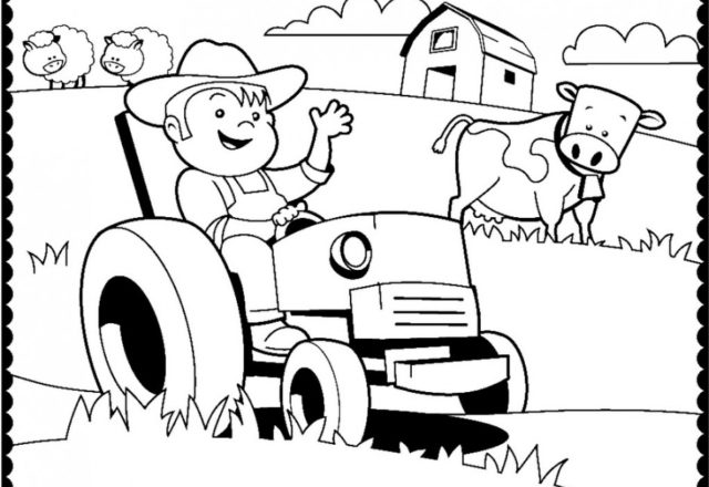 Bambino su trattore disegno da colorare