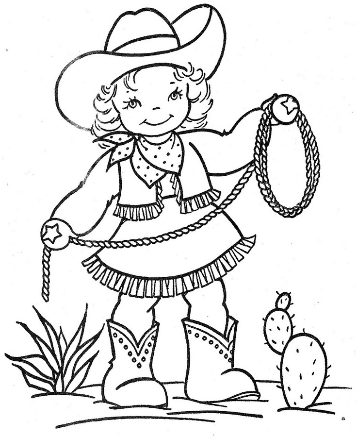 Bambino vestita da cowgirl con il lazo