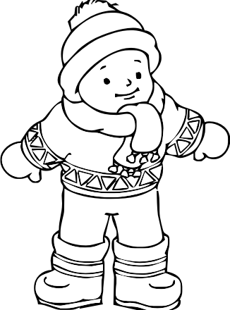 Bambino vestito per l’ inverno disegno da colorare gratis