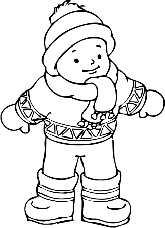 Bambino vestito per l’ inverno disegno da colorare gratis