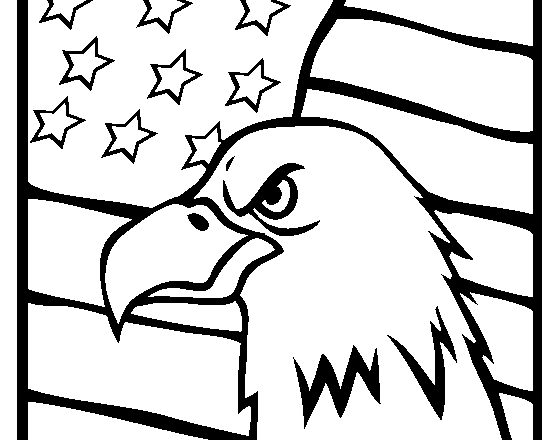 Bandiera americana USA con aquila da colorare