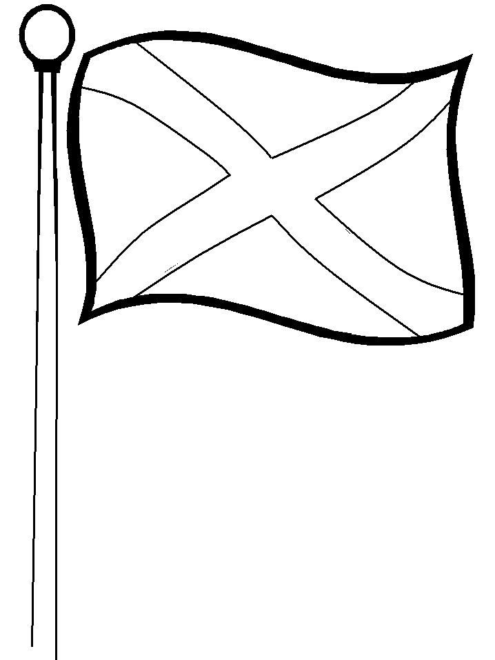 Bandiera con asta della Scozia da stampare e da colorare