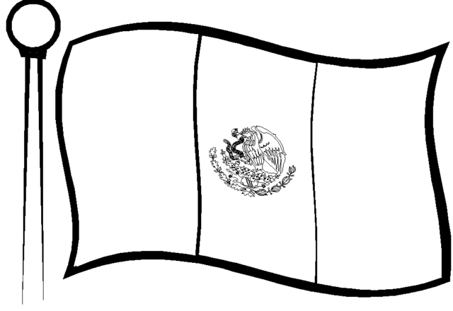 Bandiera con asta messicana del Messico disegno da stampare geografia
