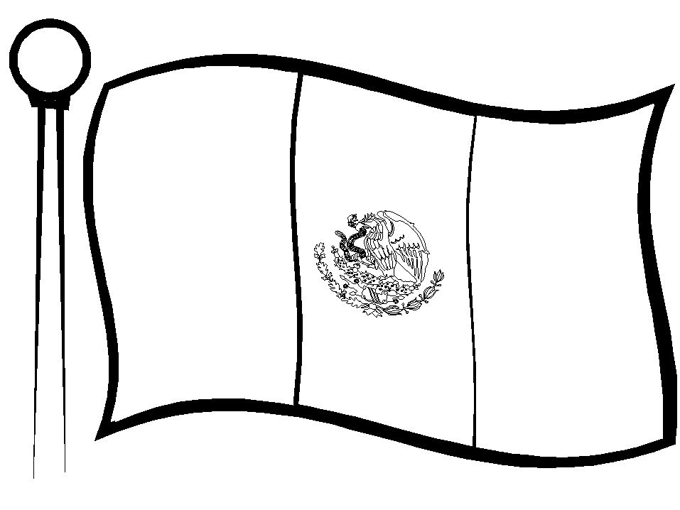 Bandiera con asta messicana del Messico disegno da stampare geografia