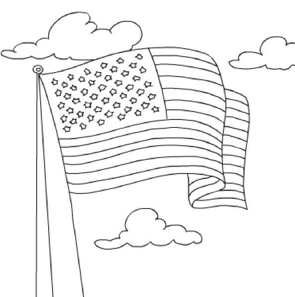 Bandiera degli Stati Uniti d’ America USA tra le nuvole da colorare