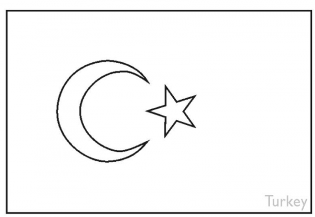 Bandiera della Turchia da colorare per bambini a scuola