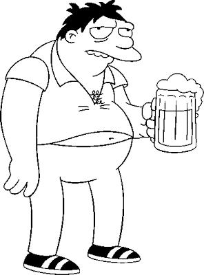 Barney personaggio Simpson beve una birra da colorare