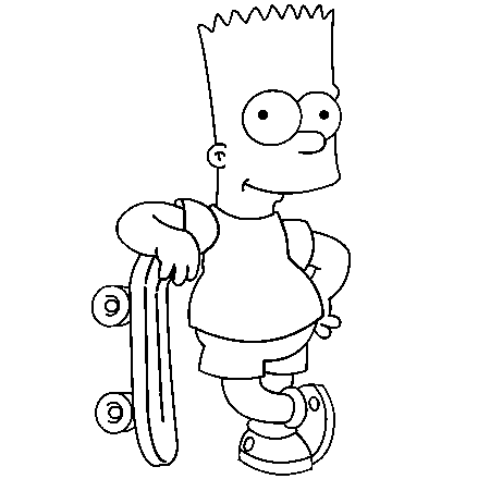 Bart Simpson con lo skateboard da colorare