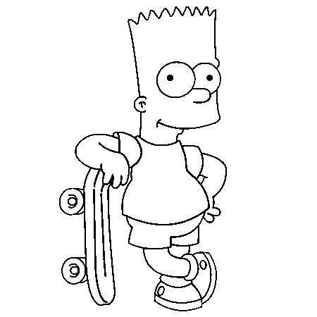 Bart Simpson con lo skateboard da colorare