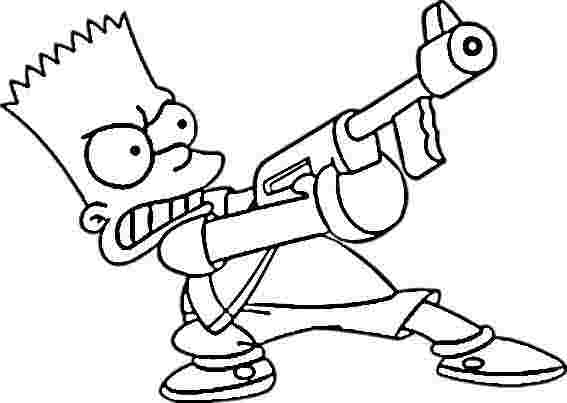 Bart Simpson con mitragliatore disegno da colorare
