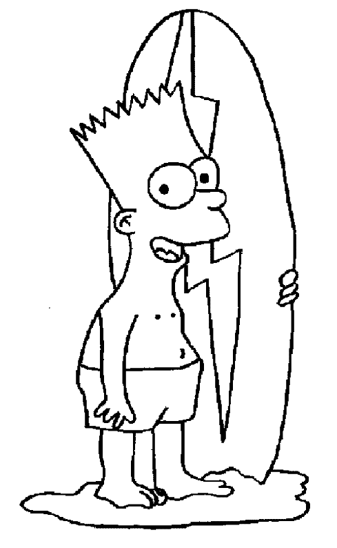 Bart Simpson con tavola da surf disegno da colorare gratis