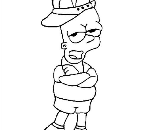 Bart Simpson con un berretto disegno da colorare
