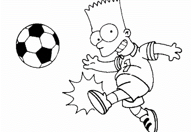Bart Simpson gioca a calcio disegno da colorare gratis