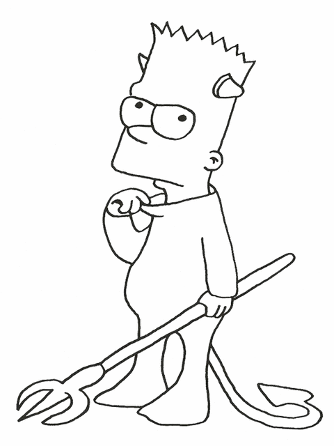 Bart Simpson in versione Diavolo disegno da colorare per bimbo e bimba