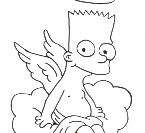 Bart Simpson in versione angelo disegno da colorare