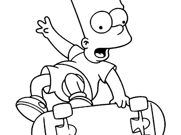 Bart Simpson salta con lo skateboard da colorare