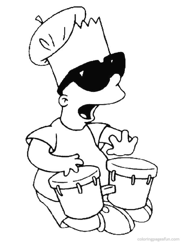 Bart Simpson suona i tamburi disegno da colorare