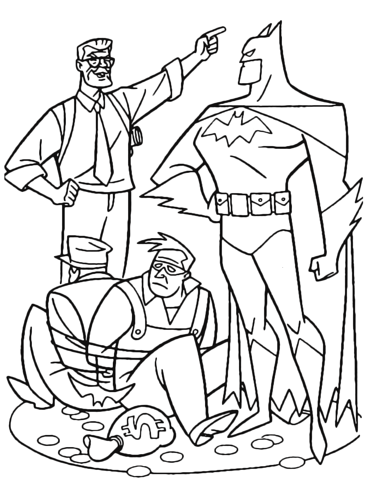 Batman cattura due cattivi disegni da colorare