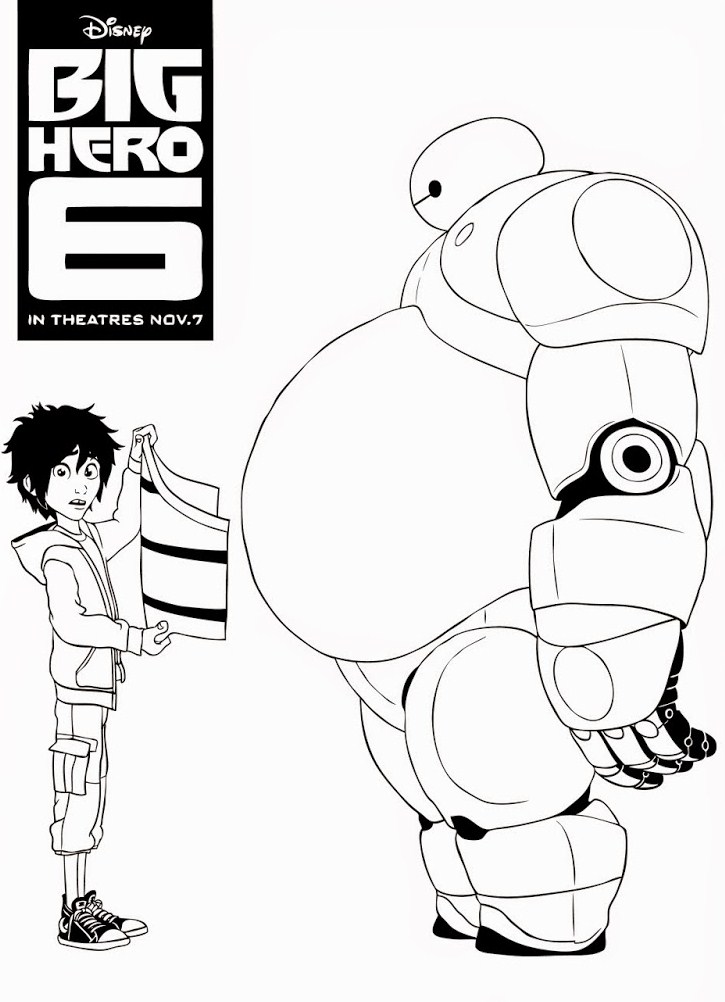 Baymax e il suo amico Hiro disegni da colorare Big Hero 6