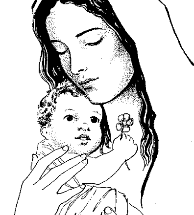Bel disegno da colorare Madonna col bambino