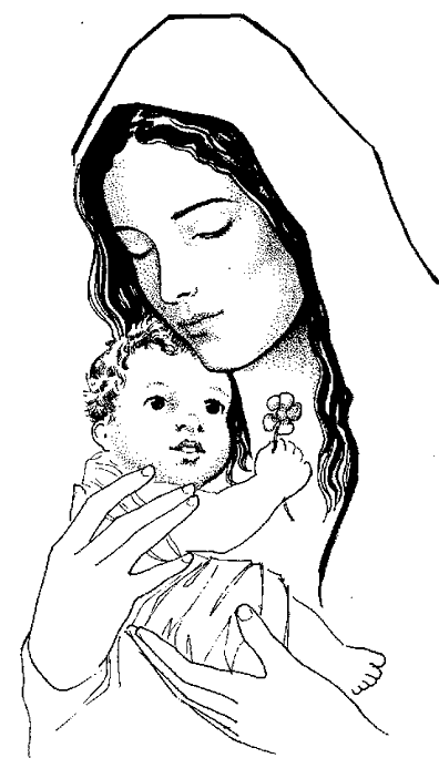 Bel disegno da colorare Madonna col bambino